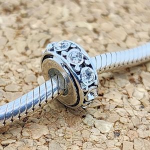 3/$30 🖤 CLEAR CZ SPACER 925 STERLING SILVER CHARM FOR PANDORA BRACELETS